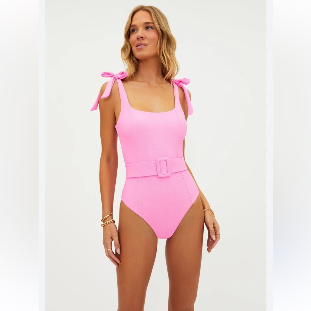 NWT BEACH RIOT Sydney Belted One Piece in Prism Pink